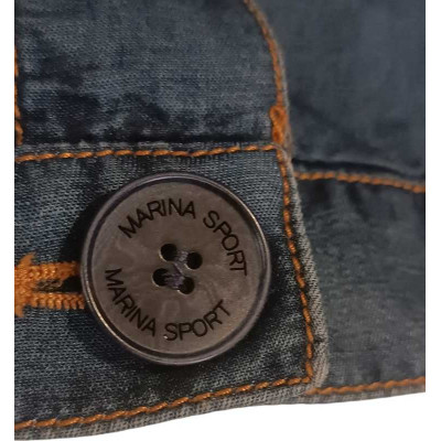 Marina Rinaldi - Blazer da donna in lino color blue jeans - Italianfashionglam