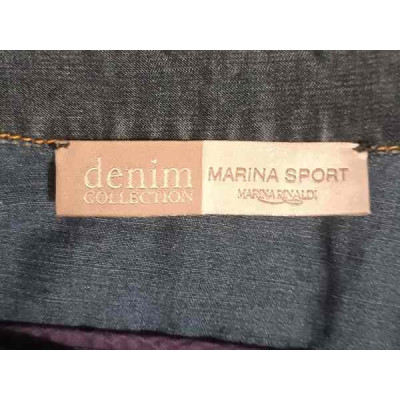 Marina Rinaldi - Blazer da donna in lino color blue jeans - Italianfashionglam