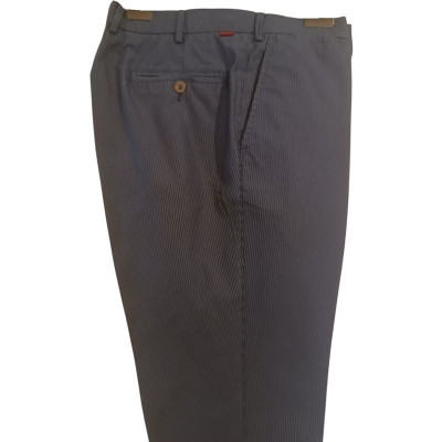 Pal Zileri - Pantalone da uomo in misto di cotone color blu in gessato grigio - Italianfashionglam