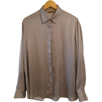 Falconeri - Camicia da donna in seta rigata bianco grigio - Italianfashionglam
