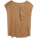 Pomandère - Blusa in misto cotone color beige smanicata - Italianfashionglam