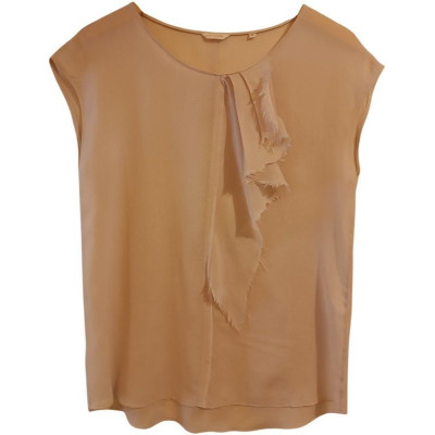 Pomandère - Blusa in misto cotone color beige smanicata - Italianfashionglam