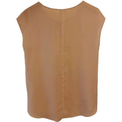 Pomandère - Blusa in misto cotone color beige smanicata - Italianfashionglam