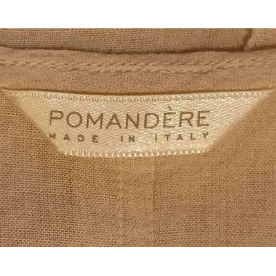 Pomandère - Blusa in misto cotone color beige smanicata - Italianfashionglam