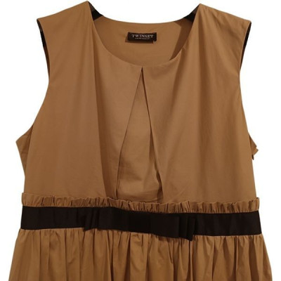 Twinset - Dress estivo in cotone stretch colore cammello - Italianfashionglam