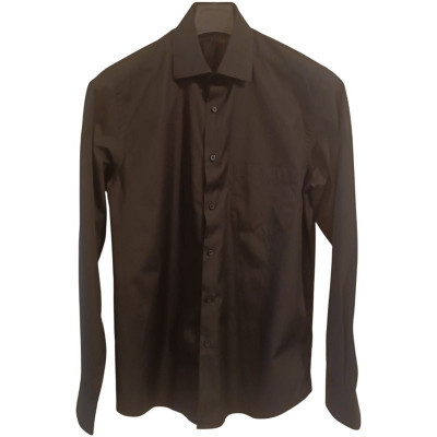 Xacus - Camicia da uomo puro cotone nero manica lunga - Italianfashionglam