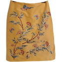 Ralph Lauren - Gonna in shatung di seta gialla con ricami - Italianfashionglam