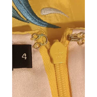 Ralph Lauren - Gonna in shatung di seta gialla con ricami - Italianfashionglam