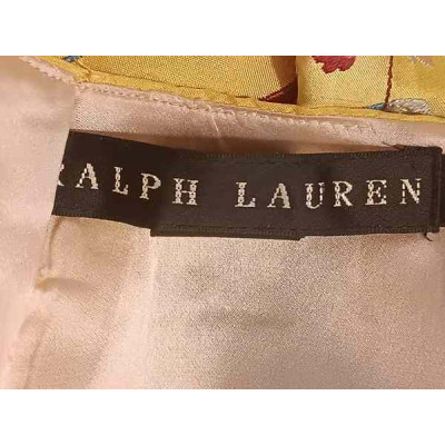 Ralph Lauren - Gonna in shatung di seta gialla con ricami - Italianfashionglam