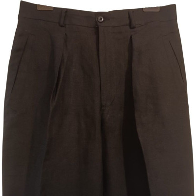 Montana - Pantalone da uomo in lino nero gamba larga - Italianfashionglam