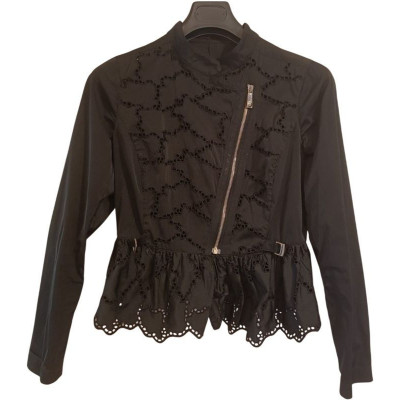 Pinko - Giacca chiodo da donna in pizzo San Gallo di poliestere nero - Italianfashionglam