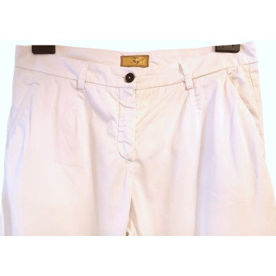 Fay - Pantalone da donna in cotone bianco gamba dritta - Italianfashionglam