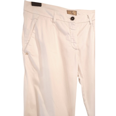 Fay - Pantalone da donna in cotone bianco gamba dritta - Italianfashionglam