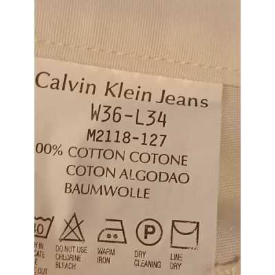 Calvin Klein - Pantalone da uomo in cotone bianco dritti - Italianfashionglam