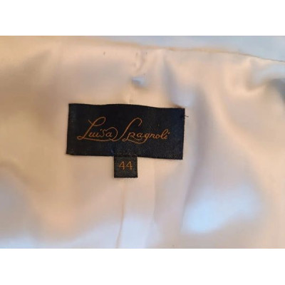 Luisa Spagnoli - Blazer da donna in pelle bianca 2 bottoni - Italianfashionglam
