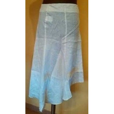 Caractere - Gonna in puro lino di color bianco con balze - Italianfashionglam