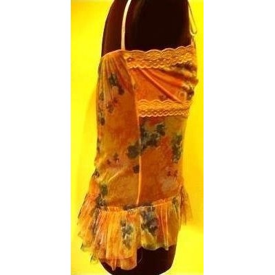 Station - Top glamour in cotone a rete color rosa/pesca - Italianfashionglam